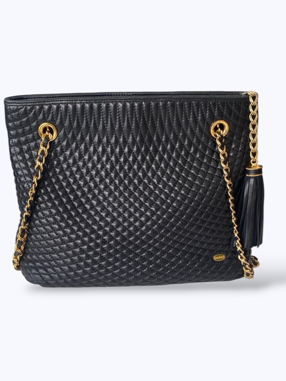 Bally Quilted Lambskin Leather Chain Tote Bag with Tassel - Vintage Luxury